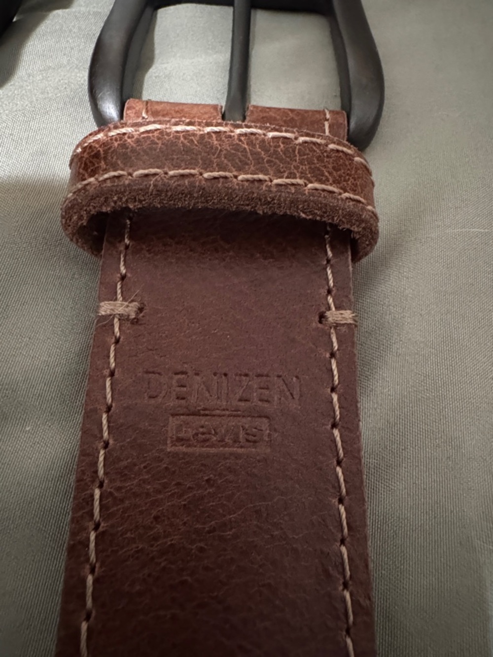 Denizen from Levi's Brown Leather Men's Belt with Dark Metal Buckle